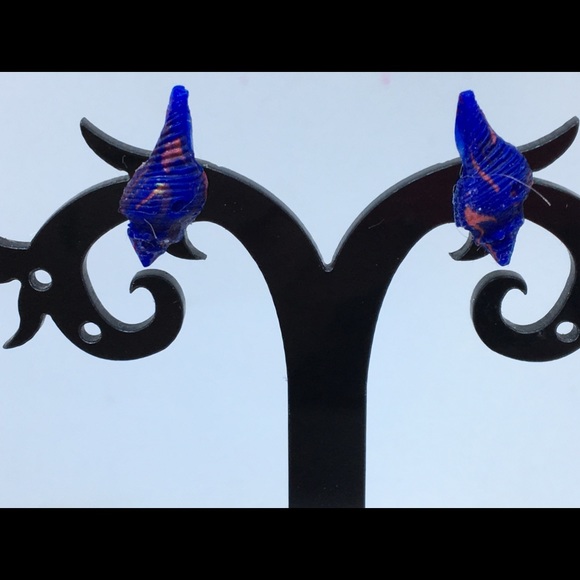 Unique Handmade Polymer Clay Sea Shell Earrings - Picture 3 of 8